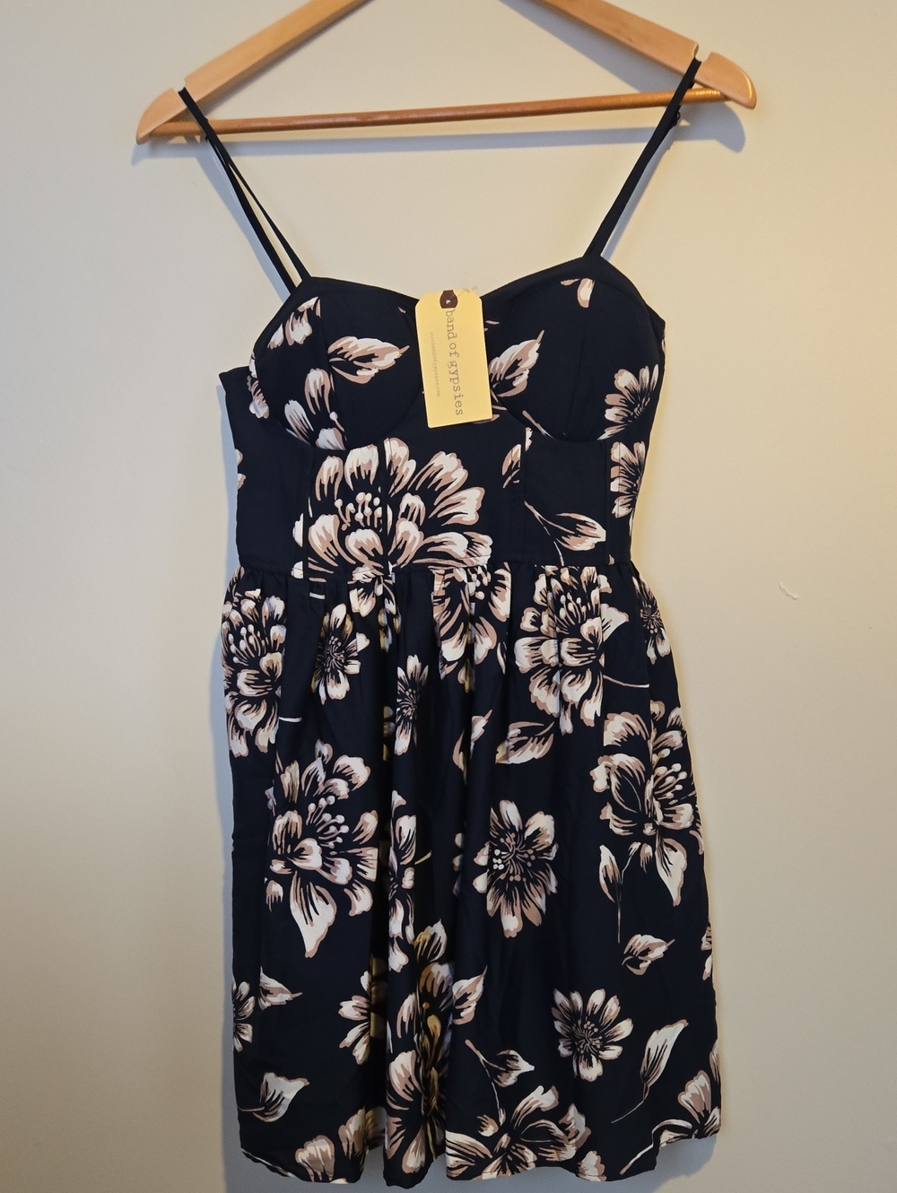 Band of Gypsies Navy Blue Floral Bustier Mini Dress